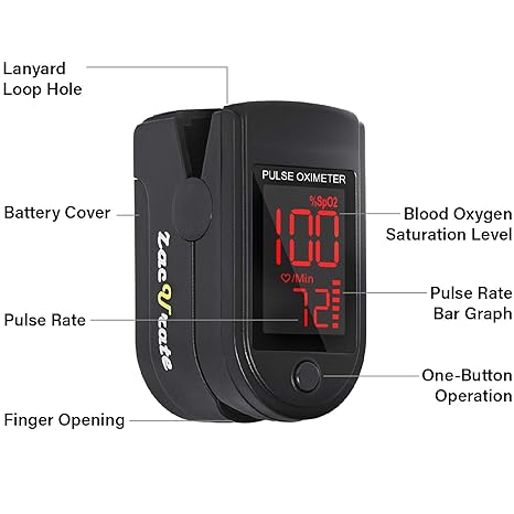 Choicemmed Zacurate Pro Series 500DL Fingertip Pulse Oximeter Blood Oxygen Saturation Monitor with Silicon Cover, Pulse Oximeter  (Royal Black)