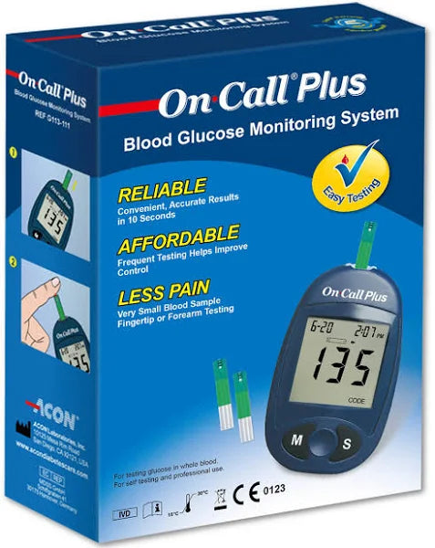 On Call Plus Glucometer with 10 FREE strips from ACON USA