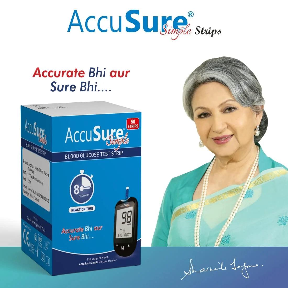 AccuSure Simple Blood Glucose Test Strip – 50 Strips